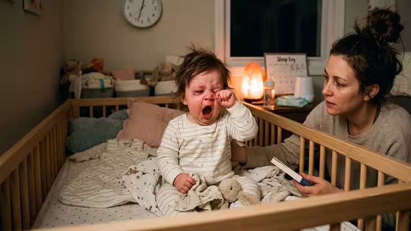 Overtired Yawning Baby Experiencing Sleep Regression Signs
