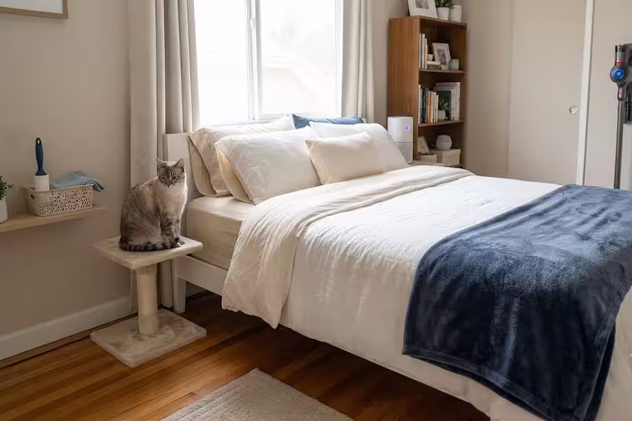 Daily routine for cat hair free bedroom
