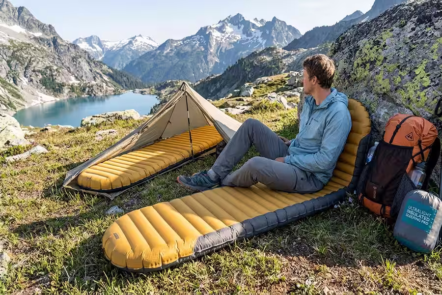 Ultralight insulated sleeping pad for backpacking