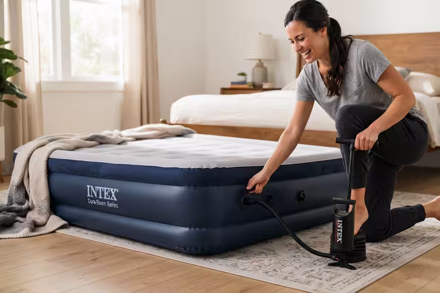 Manually inflating Intex Dura-Beam air mattress