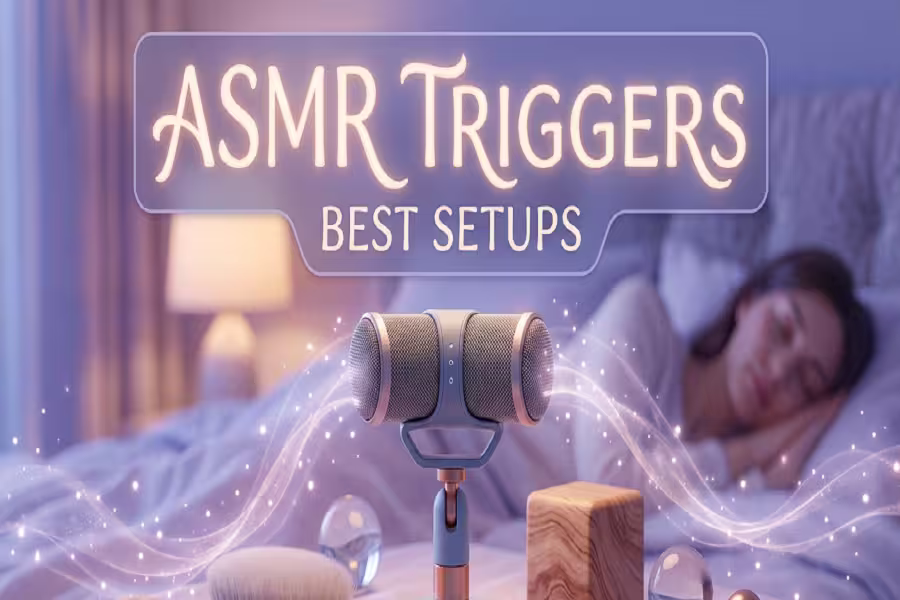 Microphone setup used for creating ASMR triggers for