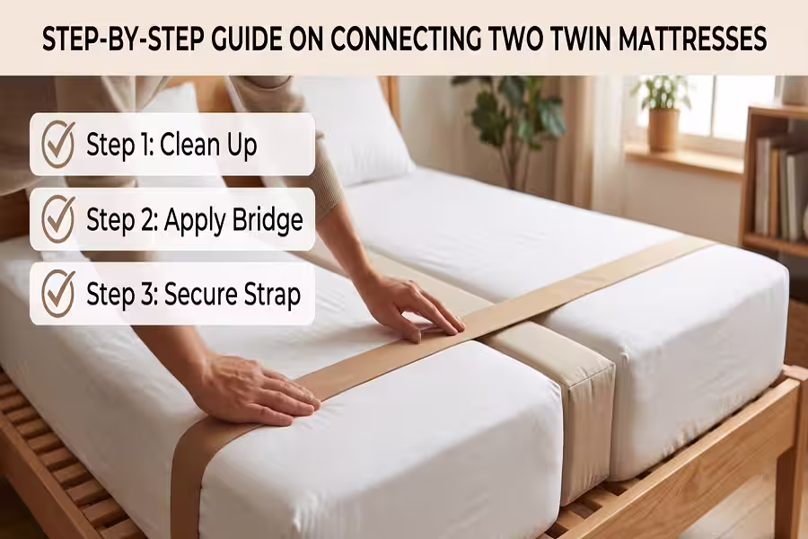 step by step guide on connecting two twin mattresses