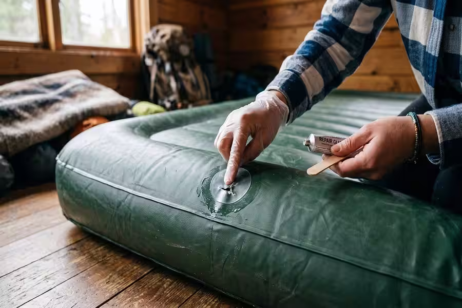 How to apply a repair patch to a punctured air mattress