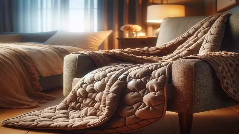 DIY homemade weighted blanket on a bed