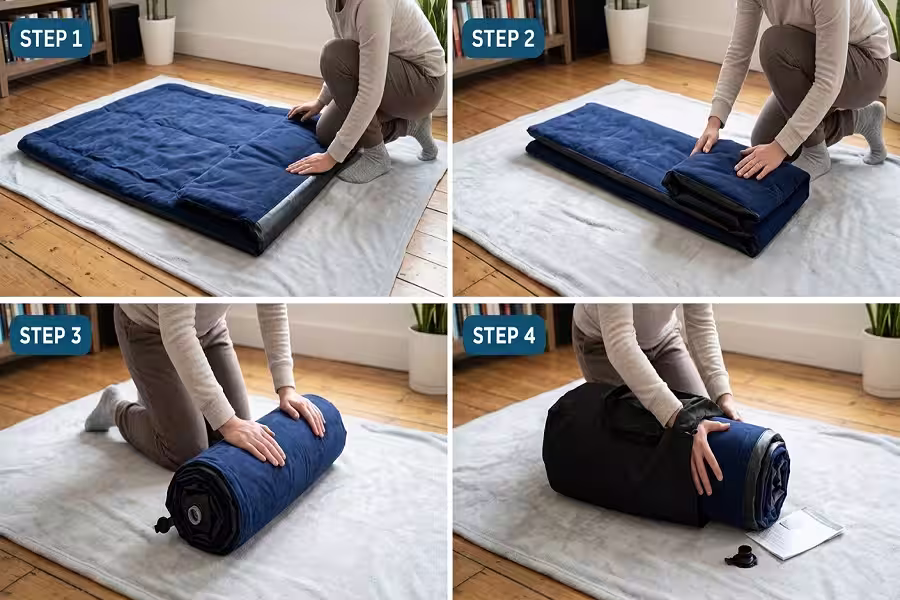 Proper folding and storage of a deflated air mattress for maintenance