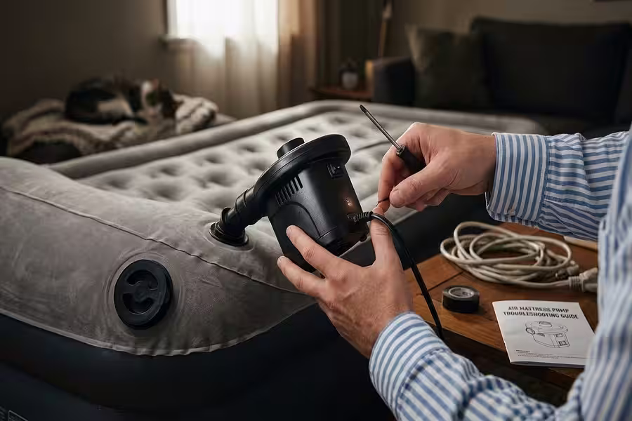 Troubleshooting an electric air mattress pump that won't inflate