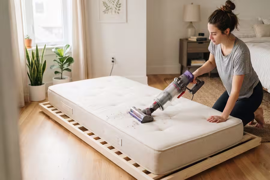 Cleaning a twin floor mattress to keep it fresh and free of dust